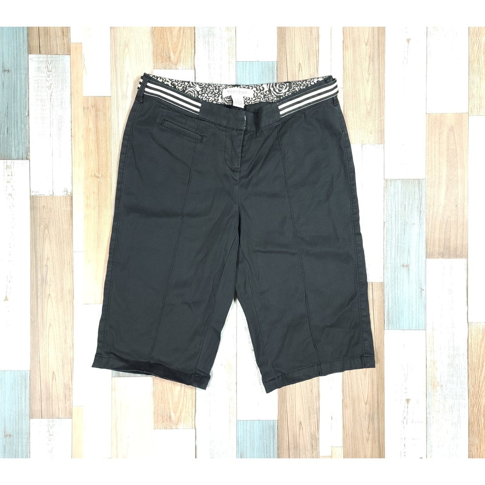 White House Black Market Black Knee Length Cotton Spandex Shorts Size‎ 2
